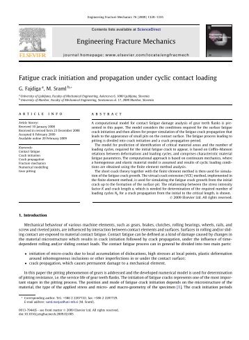 Fatigue crack initiation and propagation under cyclic contact loading