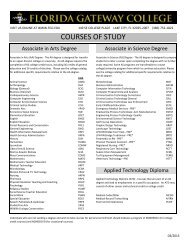 Programs-Courses of Study - Florida Gateway College