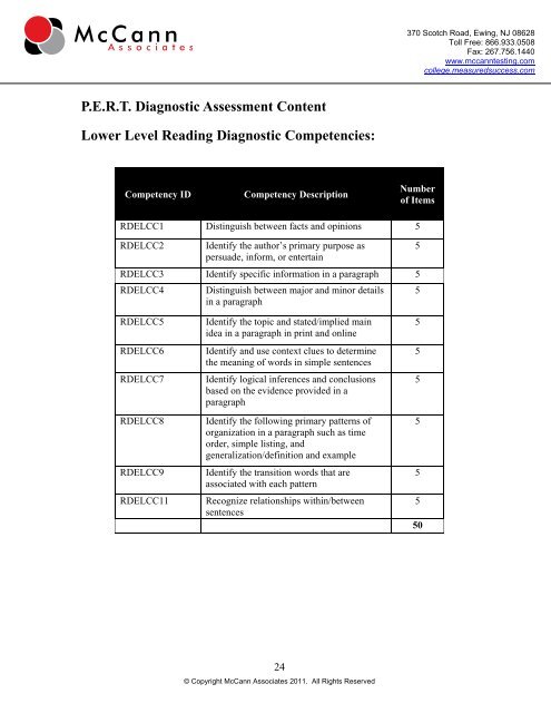 Florida's Postsecondary Education Readiness Test - College Success