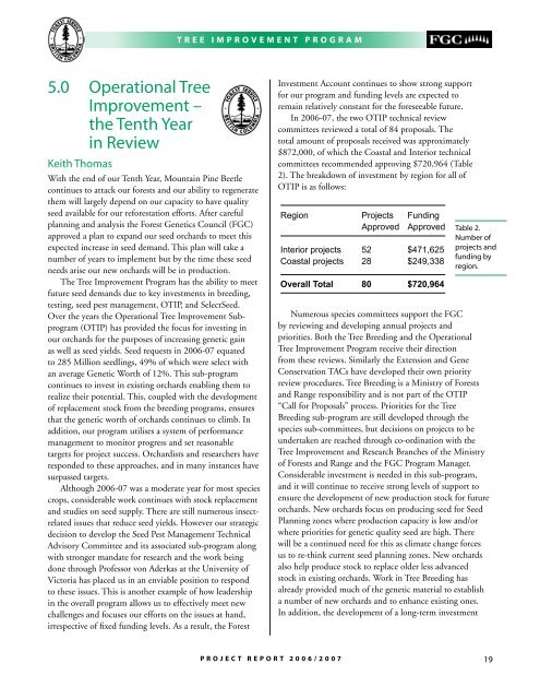 Tree Improvement Program Project Report 2006 / 2007