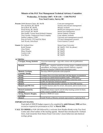 Minutes of the FGC Pest Management Research Task Force