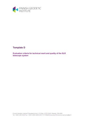 Template D: Evaluation Criteria for the Technical Merit and Quality of ...