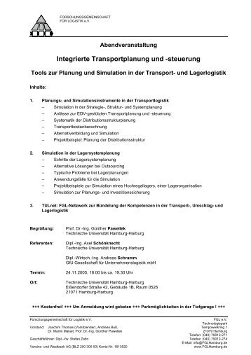 "Integrierte Transportplanung und -steuerung" – Tools zur ... - FGLnet