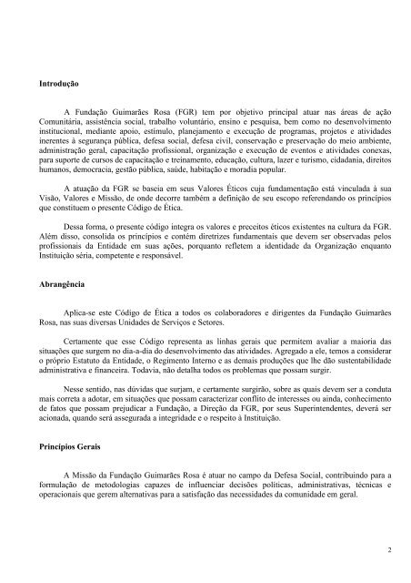 Código de Ética - Fundação Guimarães Rosa