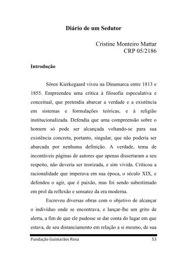 Diário de um Sedutor Cristine Monteiro Mattar CRP 05/2186