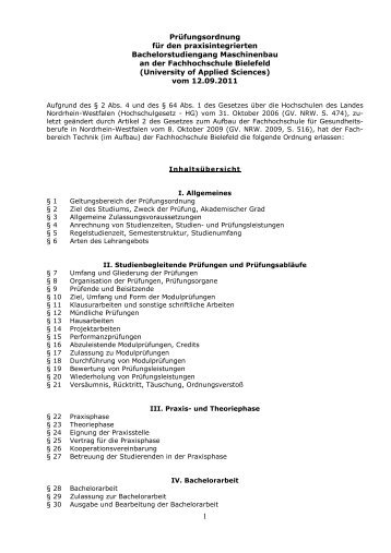 Prüfungsordnung - Fachhochschule Bielefeld