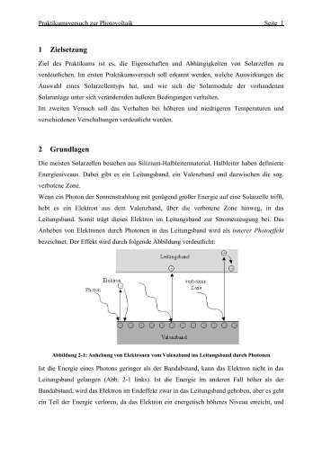 Praktikumsunterlagen Photovoltaik