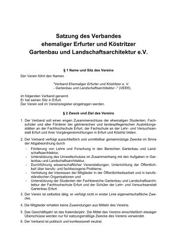 Satzung des Verbandes ehemaliger Erfurter und Köstritzer ...