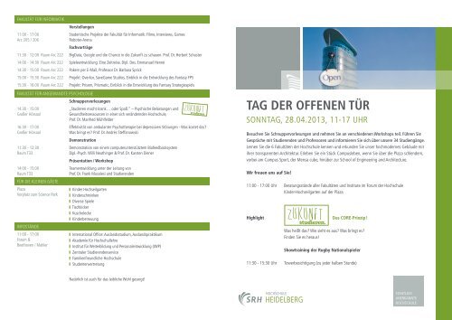 TAG DER OFFENEN TÜR - SRH Hochschule Heidelberg