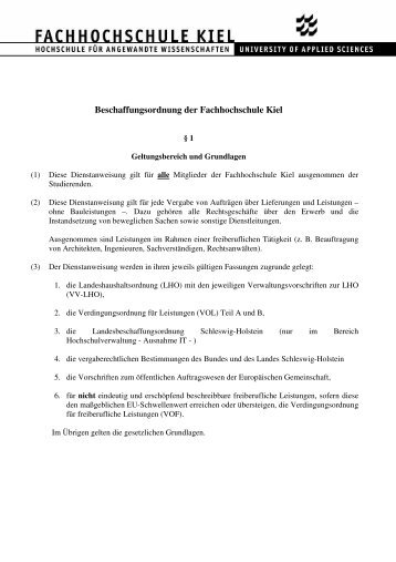 Beschaffungsordnung der Fachhochschule Kiel