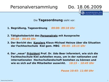 Pause 10:45- 11:00 Uhr - Fachhochschule Kiel