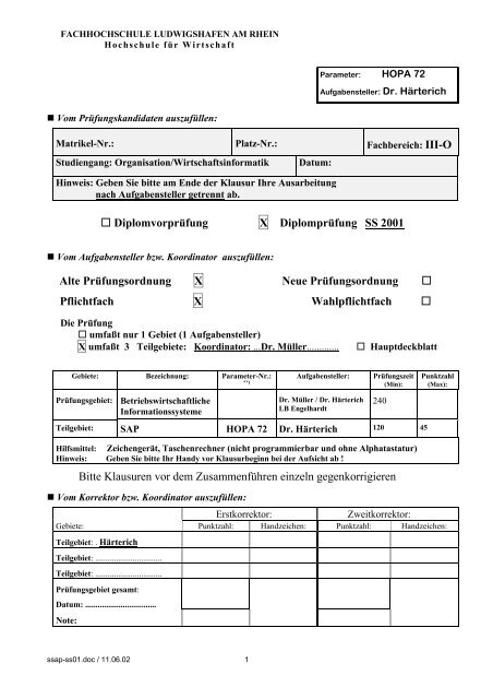 fachhochschule rheinland-pfalz - Hochschule Ludwigshafen am Rhein