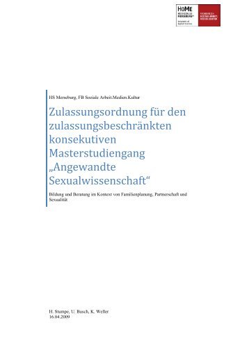 Angewandte Sexualwissenschaft - Hochschule Merseburg