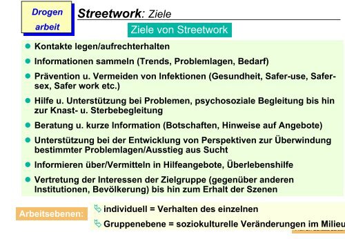 Streetwork: Zielgruppen Zielgruppe von Streetwork: "Unerreichbare ...
