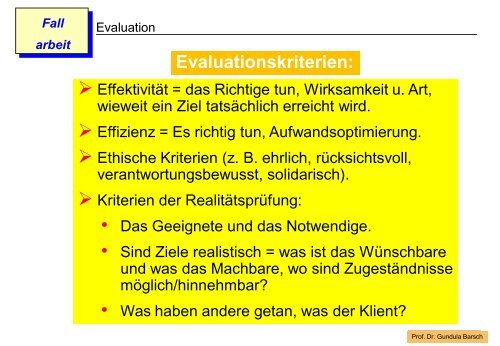 Die Arbeit mit dem einzelnen Klienten: Evaluation und Abschluss