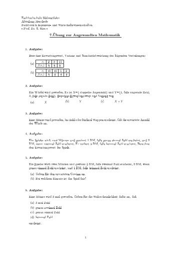 7.Übung zur Angewandten Mathematik - Fachhochschule ...