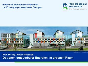 Optionen erneuerbarer Energien im urbanen Raum