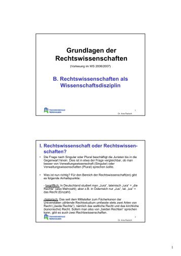 B. Rechtswissenschaften Als Wissenschaftsdisziplin