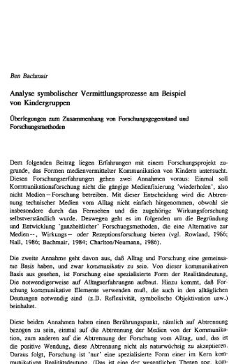 Analyse symbolischer Vermittlungsprozesse am Beispiel von - KOBRA