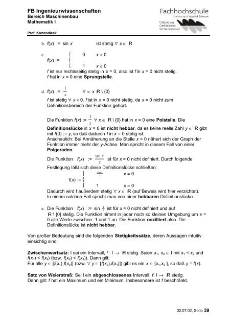 FB Ingenieurwissenschaften 1 Funktionen 1.1 Begriff der Funktion ...