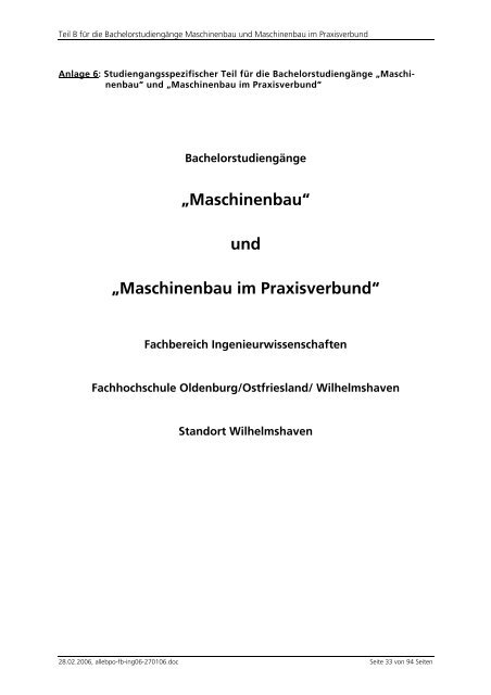 PO Batch - Fachhochschule Oldenburg/Ostfriesland/Wilhelmshaven