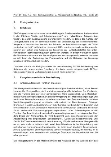 II. Kleingasturbine - Fachhochschule Schmalkalden