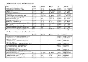 1. Studienabschnitt Bachelor Wirtschaftsinformatik Fach Termin ...