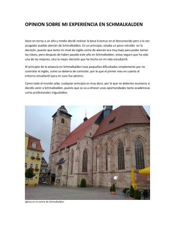 opinion sobre mi experiencia en schmalkalden - Fachhochschule ...