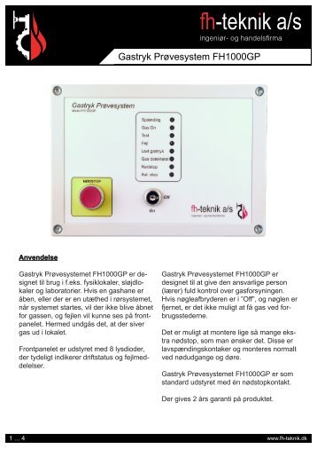 Gastryk Prøvesystem FH1000GP - fh-teknik a/s