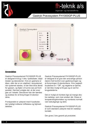 Gastryk Prøvesystem FH1000GP-PLUS - fh-teknik a/s