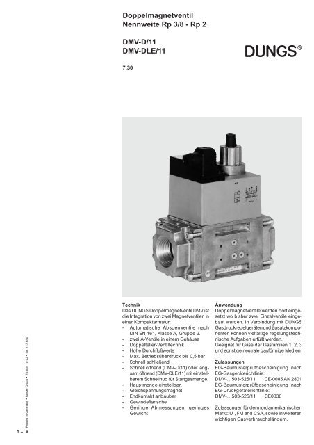 Doppelmagnetventil Nennweite Rp 3/8 - Rp 2 DMV-D ... - fh-teknik a/s