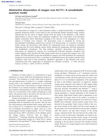 Abstractive dissociation of oxygen over Al„111…: A nonadiabatic ...