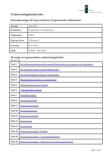 Undervisningsbeskrivelse - Frederikshavn Handelsskole