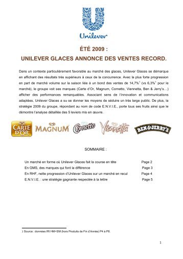 été 2009 : unilever glaces annonce des ventes record. - fhcom