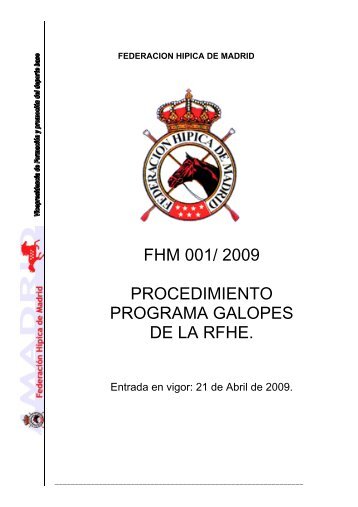Procedimiento Programa Galopes - Federación Hípica de Madrid