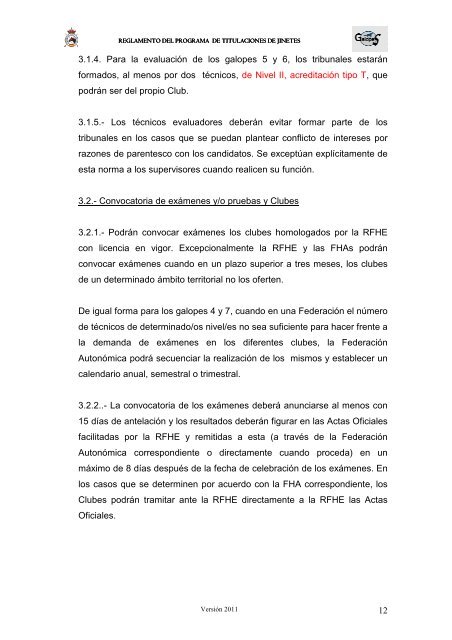 Reglamento de Titulaciones - Federación Hípica de Madrid