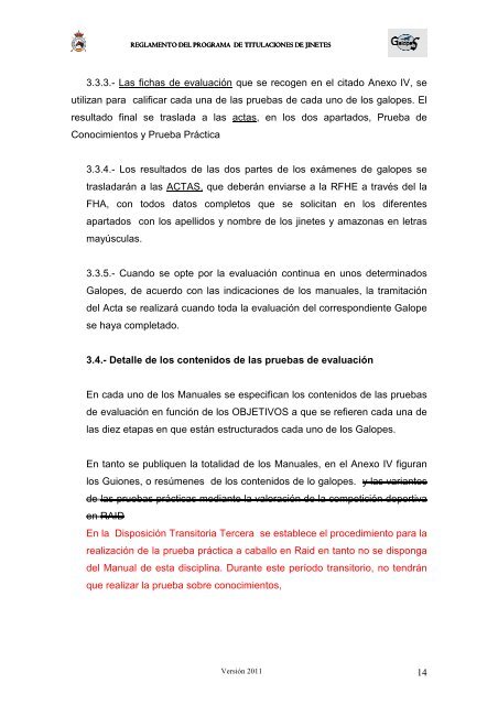 Reglamento de Titulaciones - Federación Hípica de Madrid