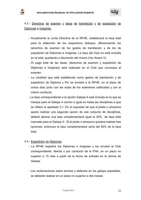 Reglamento de Titulaciones - Federación Hípica de Madrid