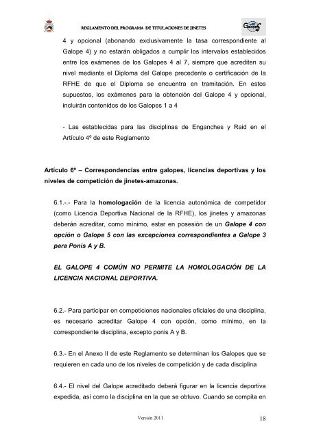 Reglamento de Titulaciones - Federación Hípica de Madrid