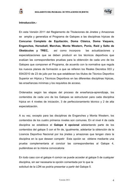 Reglamento de Titulaciones - Federación Hípica de Madrid