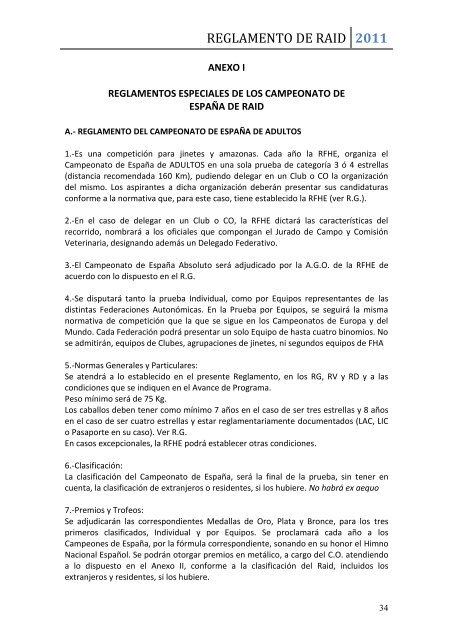 REGLAMENTO DE RAID - Federación Hípica de Madrid