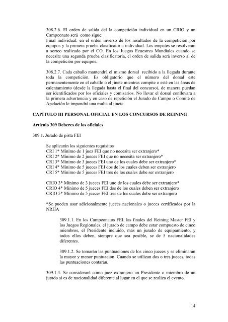 (Real Federación Hípica Española) referentes al Reining - La Codina