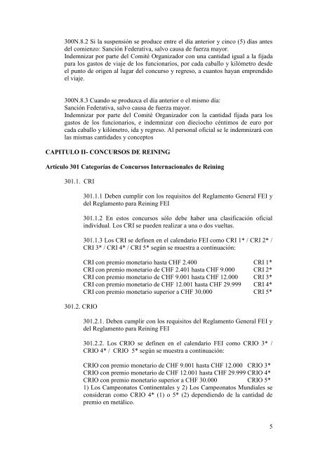 (Real Federación Hípica Española) referentes al Reining - La Codina