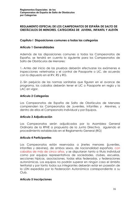 Reglamentos Especiales de los Campeonatos de España de Salto ...