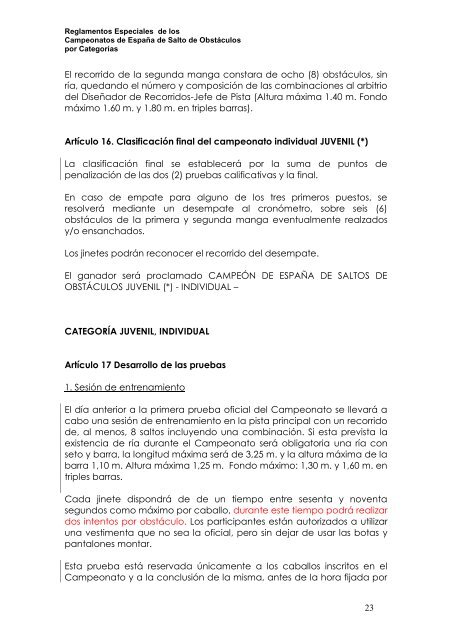 Reglamentos Especiales de los Campeonatos de España de Salto ...