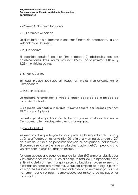 Reglamentos Especiales de los Campeonatos de España de Salto ...