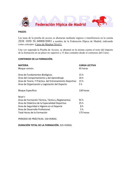 informacion curso monitor los faldones - Federación Hípica de Madrid