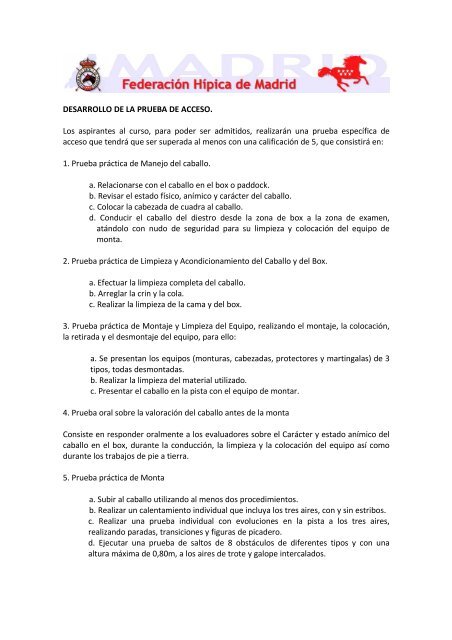 informacion curso monitor los faldones - Federación Hípica de Madrid