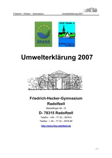Umwelterklärung 2007 - Friedrich-Hecker-Gymnasium