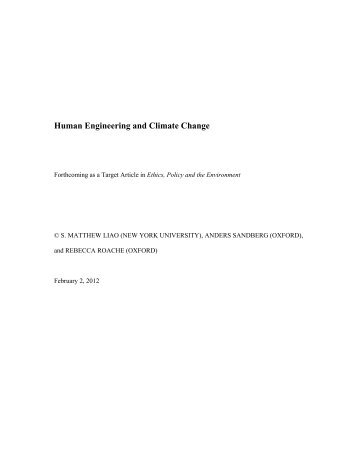 Human Engineering and Climate Change - S. Matthew Liao
